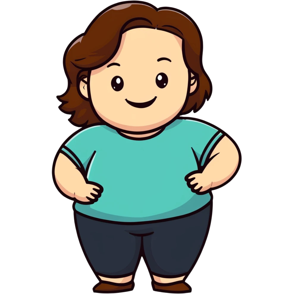 plus-size white woman with brown hair, smiling emoji