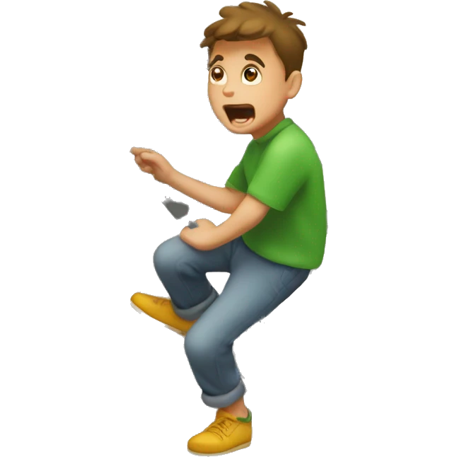 Farting boy falls down the stairs emoji