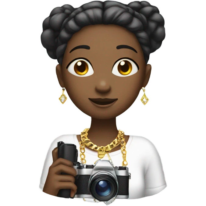 girl with jewelry and camera emoji