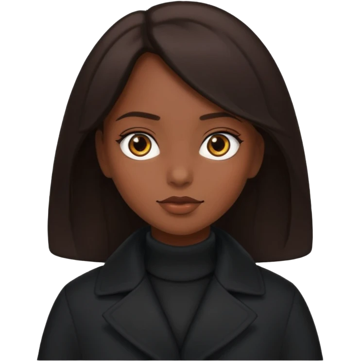 GAROTA MORENA COM PELE MORENA COM CABELO PRETO E CASASACO PRETA emoji