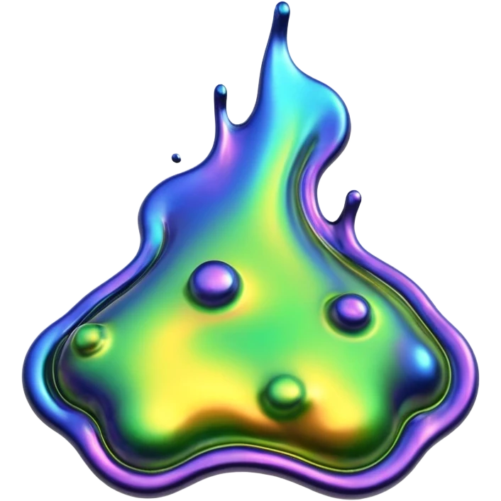 3D render of Oil Slick, toxic waste aesthetic, bubbling liquid, caution metal, industrial warning texture. emoji