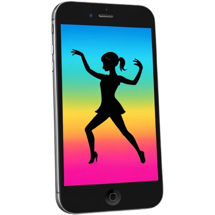 smartphone with a dancing silhouette inside emoji