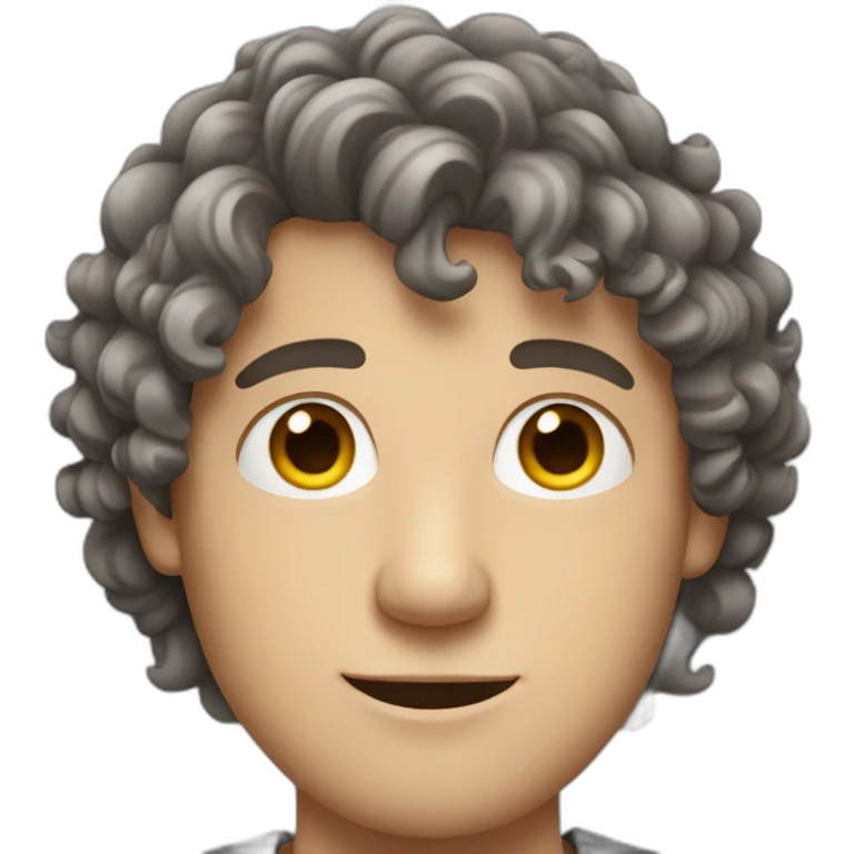 Young white man with grey/brown curly hair and big nose emoji