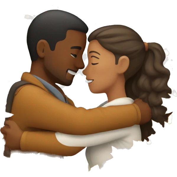 couple hugging in autumn leaves emoji