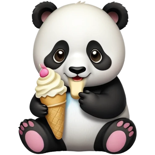 Panda eating ice cream emoji