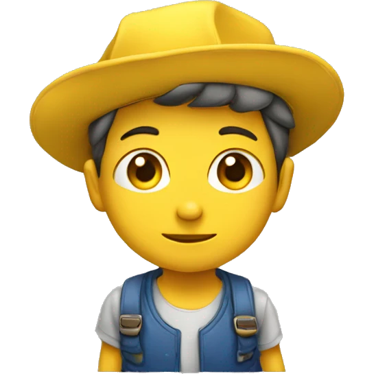 Niño usando una gorra amarilla emoji