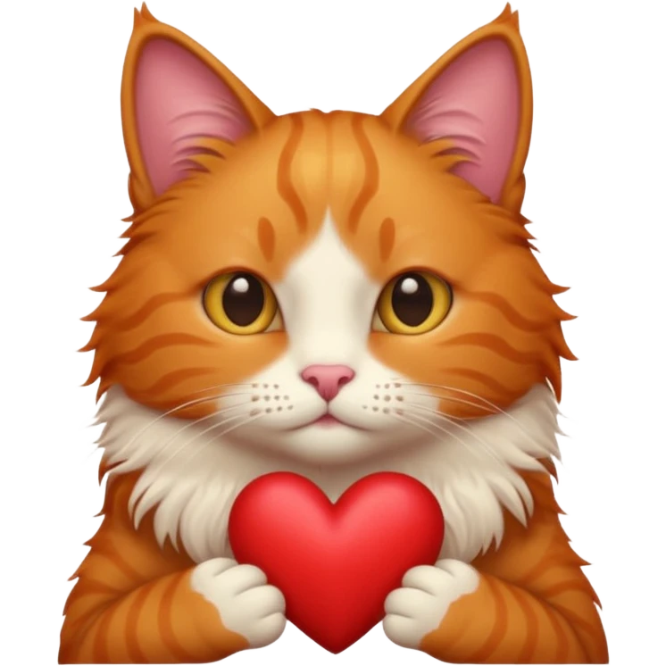 Un chat roux avec un cœur  emoji