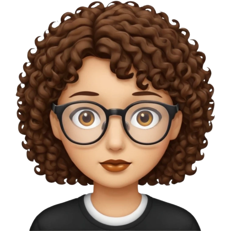 brown eyes brown short curly hair with glasses emoji