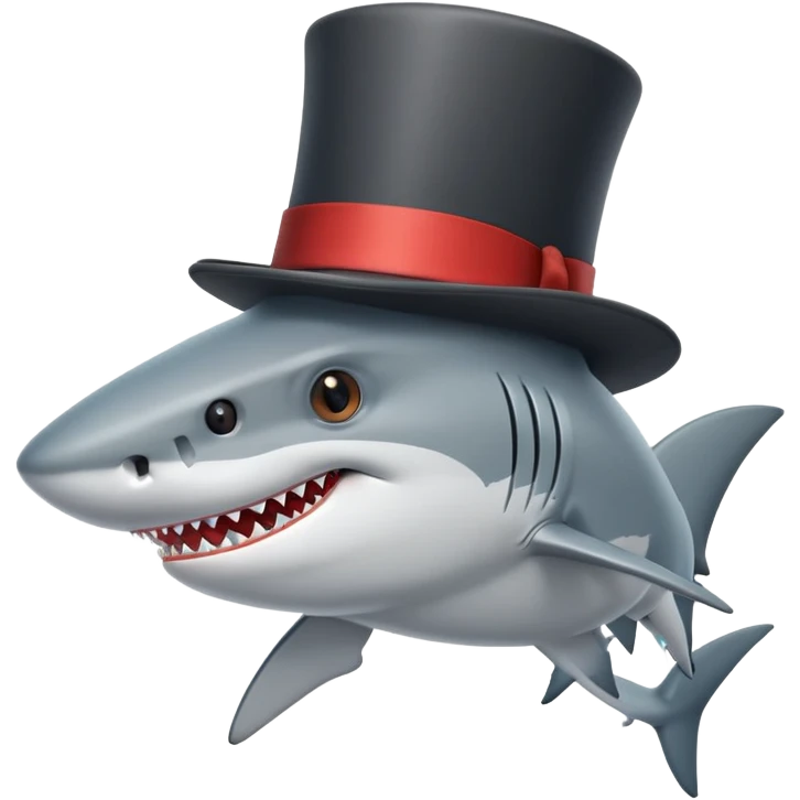 Shark with a top hat emoji