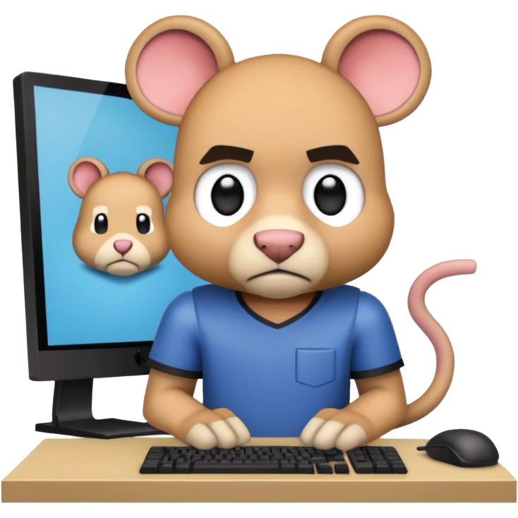 a Minecraft character (with the skin the YouTuber RabidGerbil773 uses)  in front of a computer annoyed  emoji