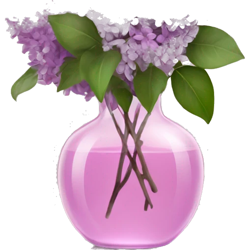 Lilacs in a clear pink glass vase emoji
