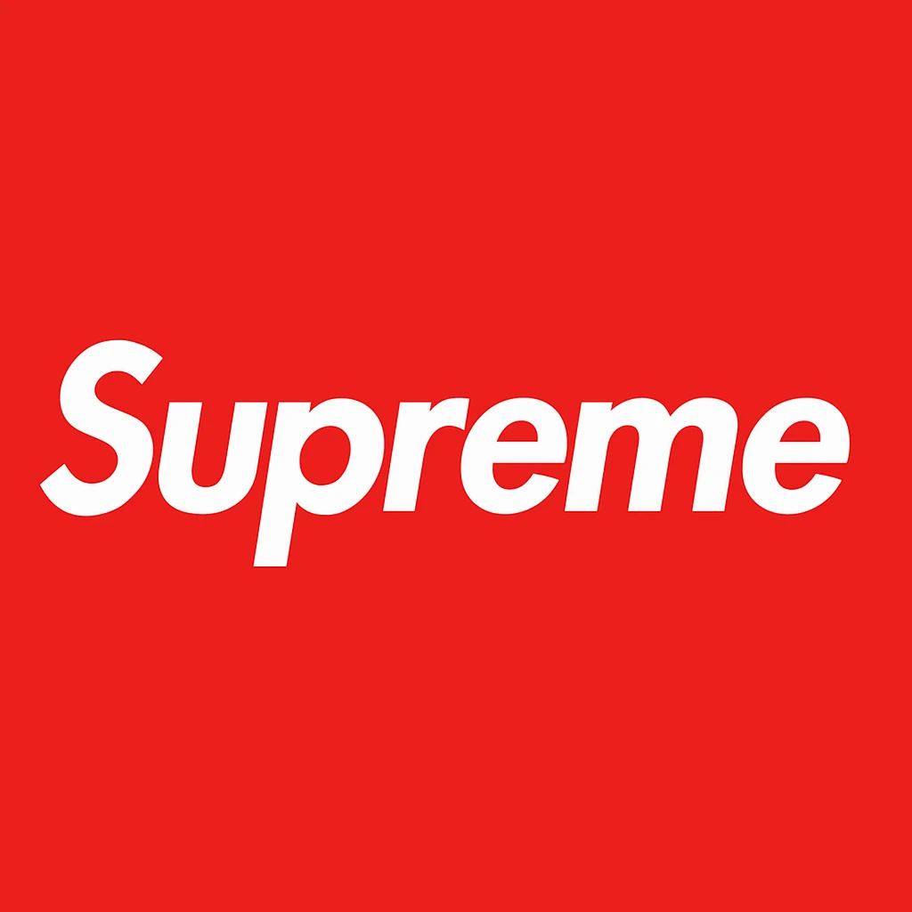 Remove the black border from the Supreme logo, keep only the white text on a red rectangle, no outline, preserve the original style of the logo. emoji