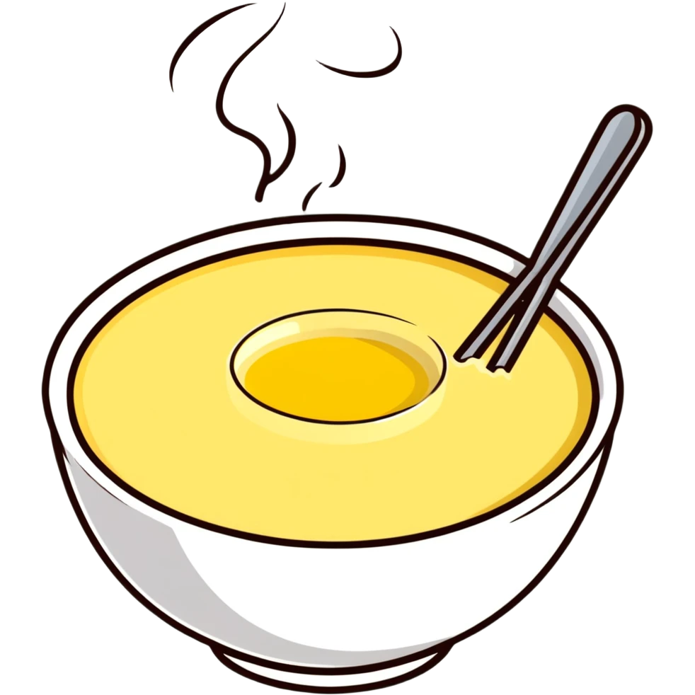 steaming bowl of grits with butter emoji