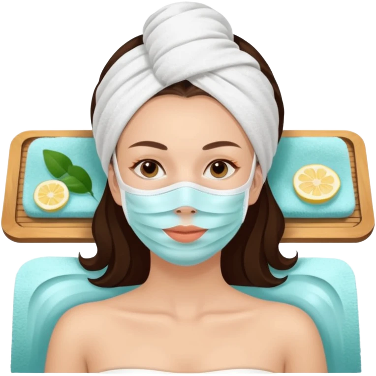 Lady with face mask spa beauty full face relaxing emoji