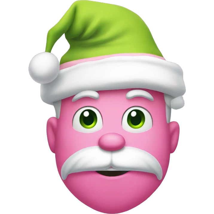 Grinch with a light pink santa hat emoji