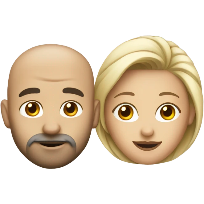 Bald Man and woman with long hair both drinking wine emoji