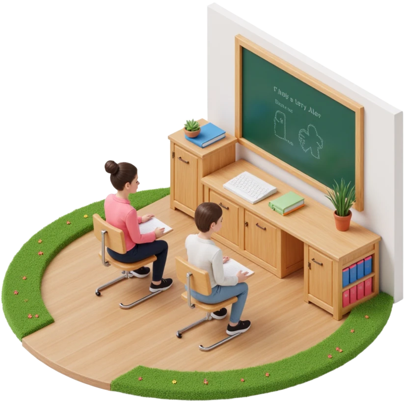 exhausted teacher in a bustling classroom emoji