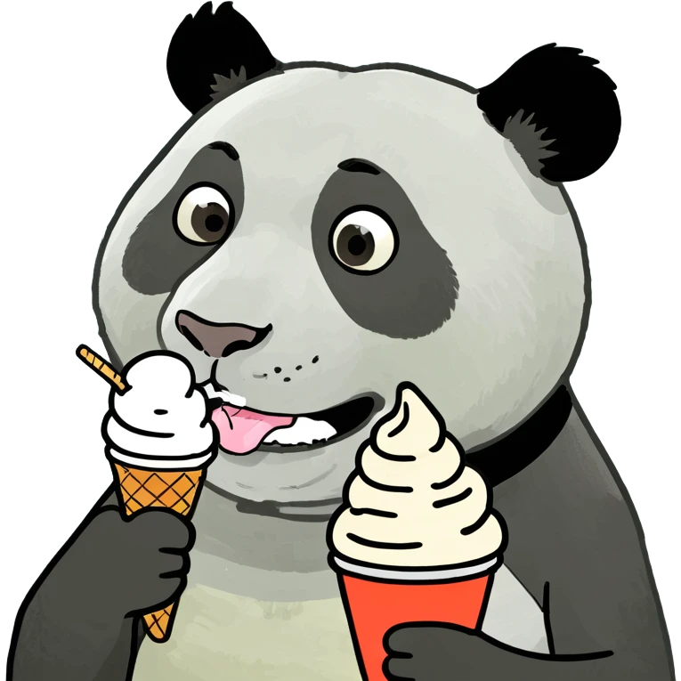 Panda eating ice cream emoji
