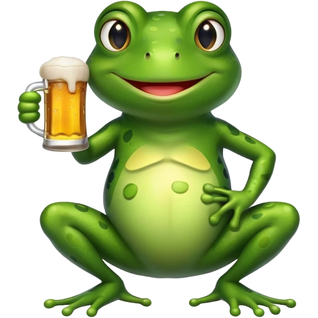 cartoon frog holding a beer mug emoji
