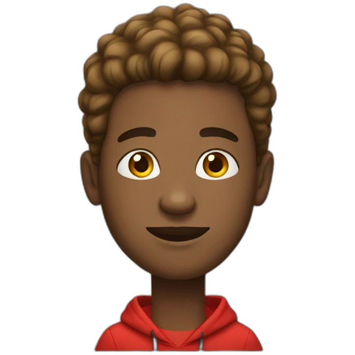 Black male early 20s in red  hoodie emoji