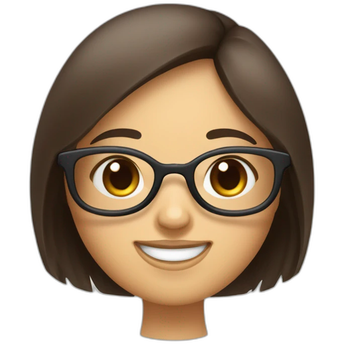 Fille brune qui fait coucou à une fille brune avec une frange et des lunettes emoji