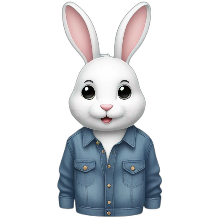 male bunny with airpods, jeans and oversize shirt  emoji