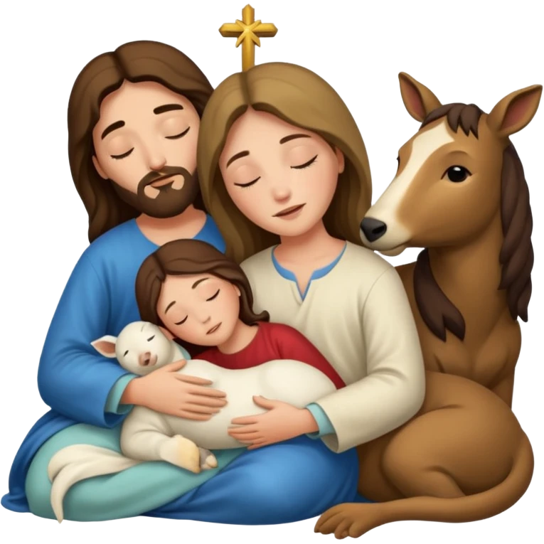 Marie Joseph Jesus et les animaux font tous dodo emoji