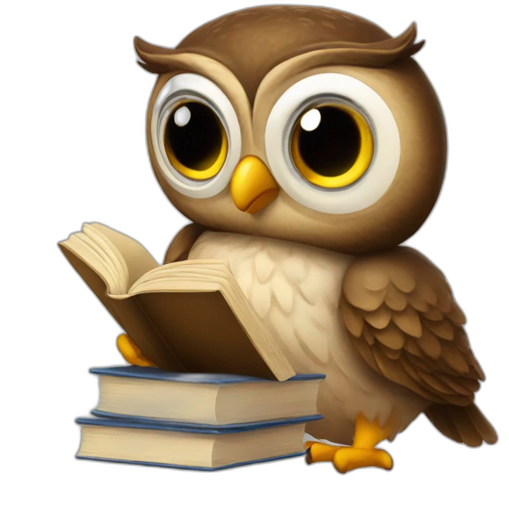 Owl-reading-books emoji