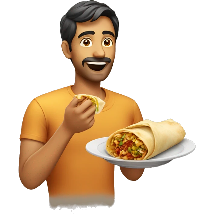 Men eating Kathi roll emoji