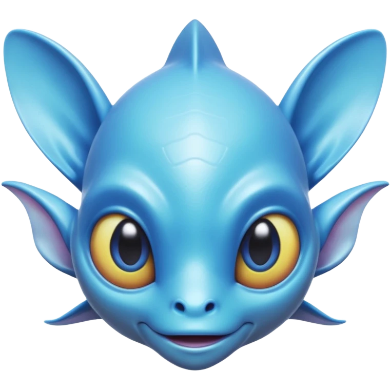 aquatic alien portrait, head and shoulders only, smooth blue skin, fin-like ears, glowing aqua eyes, liquid texture details, 3D cartoon, mobile game icon style, clean background, no text, no watermark
 emoji