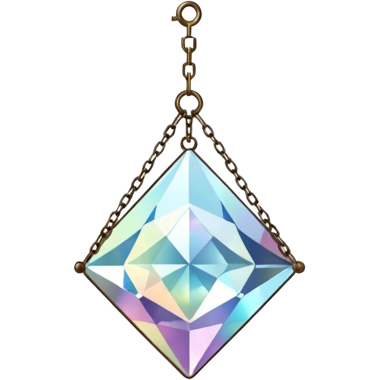 A crystalline hanging chained tiny mirror suncatcher  emoji
