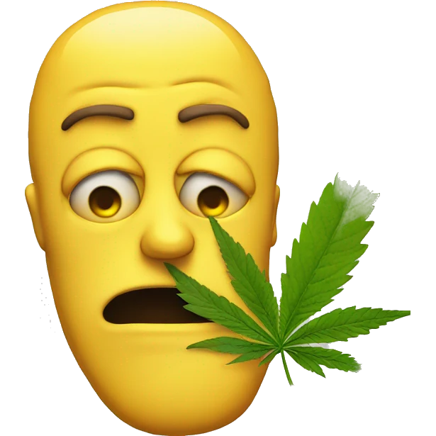 Imagine the common yellow face emoji but it's smoking marijuana with a funny face emoji