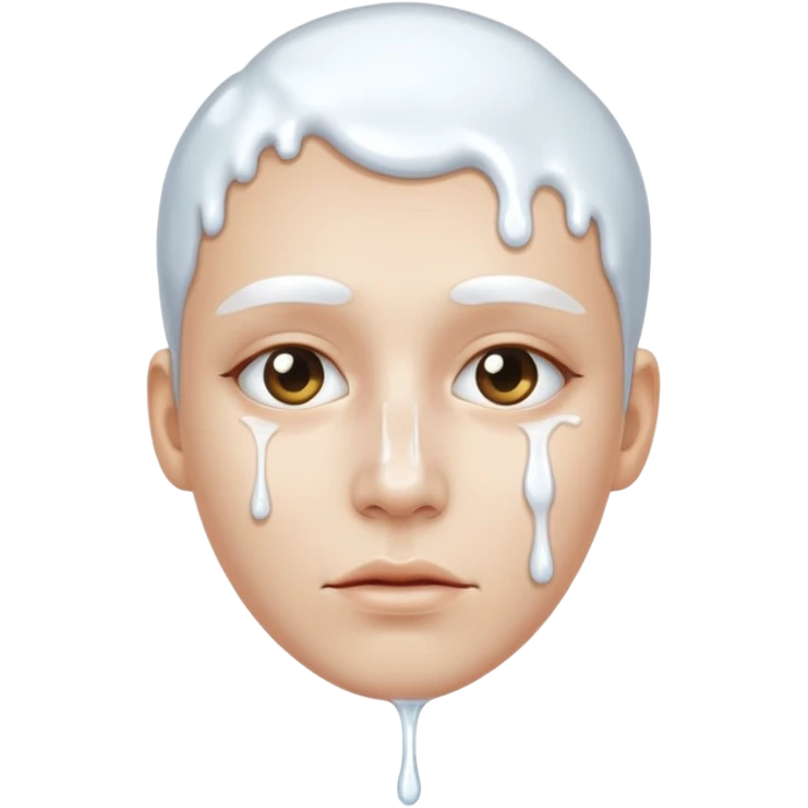 White liquid dripping from face  emoji