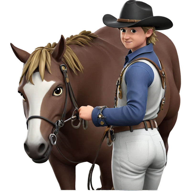 cowboy boy with horse reins emoji