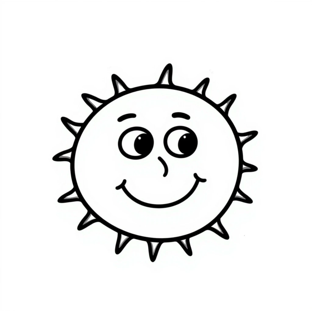 smiling sun hand drawn doodle style emoji