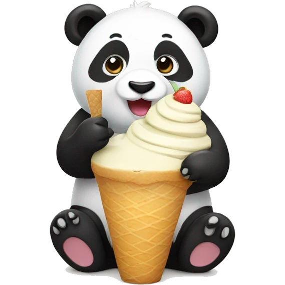 Panda eating ice cream emoji