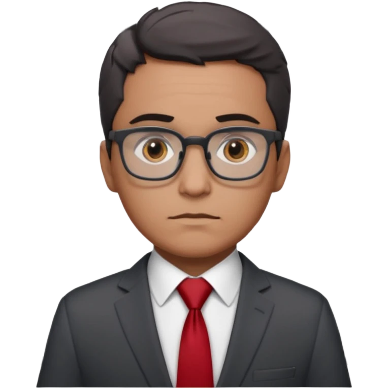 Illustrate Gustavo in a business suit with glasses, hands folded & serious gaze. emoji