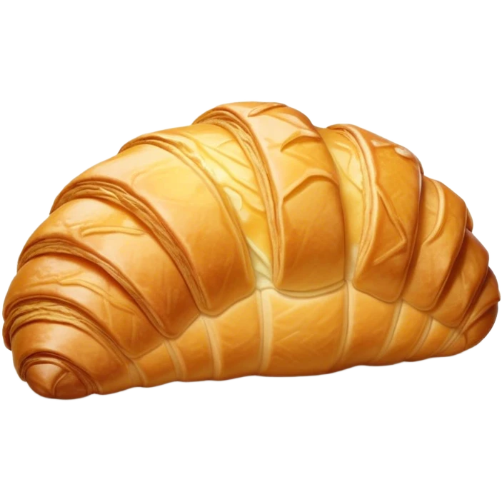 Cinematic golden croissant, perfectly flaky with crisp layers, slightly cracked to reveal buttery soft interior, warm golden glow, highly detailed and inviting. emoji
