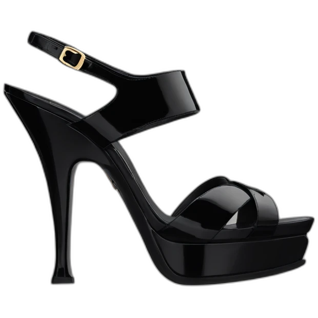 Ysl TRIBUTE heel SANDAL black PATENT LEATHER emoji