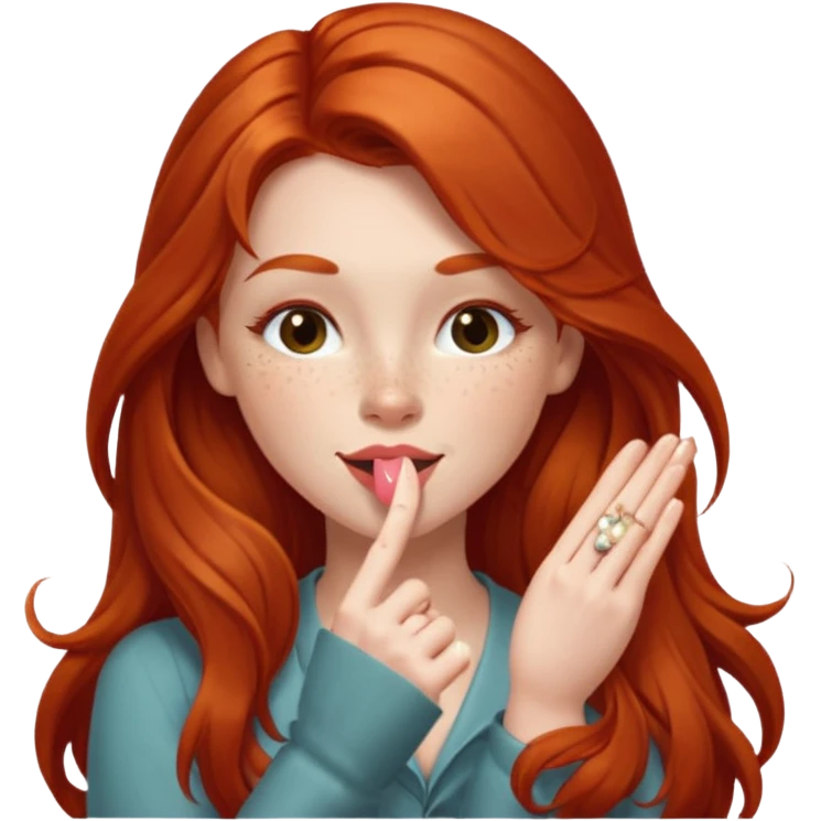 Long haired redhead winking & blowing kisses emoji