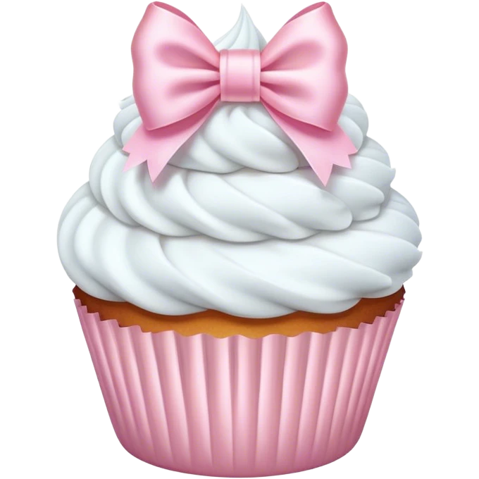 White cupcake with light pink bow emoji