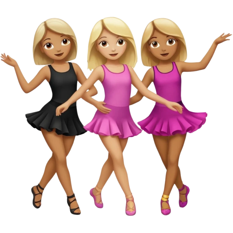 Emoji of 3 Girls dancing ONE with blonde hair, one tan skin with brown  hair ONLY ONE IS BLONDE emoji