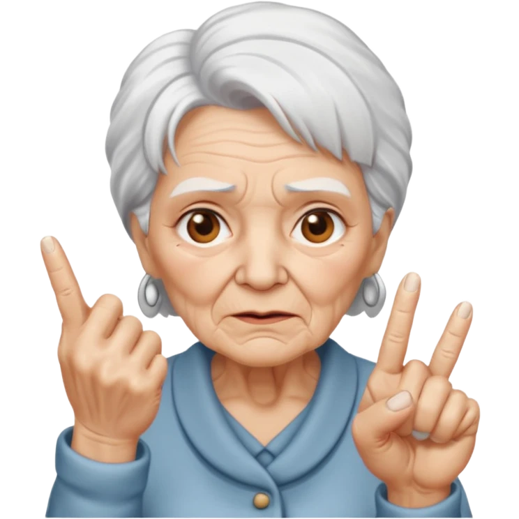 Old lady doing middle finger emoji
