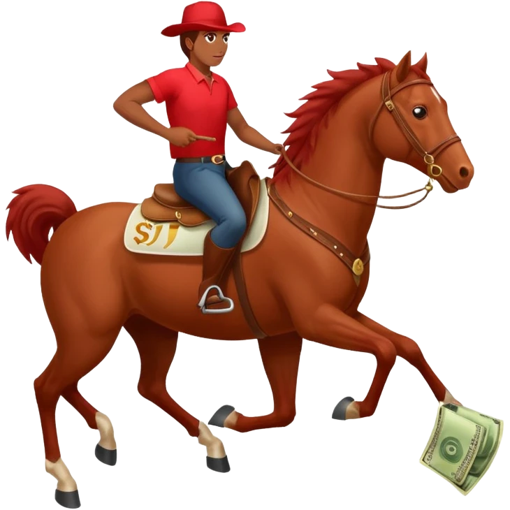 red horse agressive running money on the saddle text “ZGI” on leg emoji