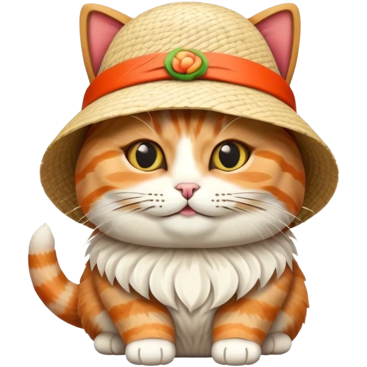 cat wearing a hat made out of sushi emoji