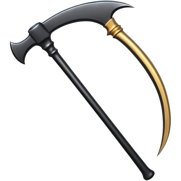 The scythe of the God of Death, a symbol of death, is long and straight, entirely in deep black. emoji