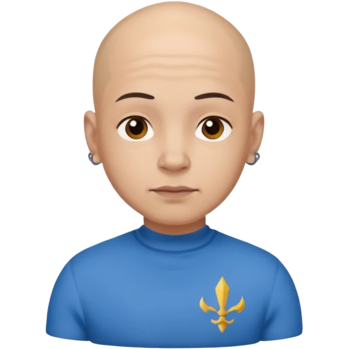 Sujeto pelon vestido de azul tatuado emoji