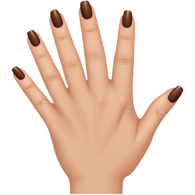 brown nails on a hand with 5 finger, but a pretty and feminine hand, fingers should not be spread apart emoji