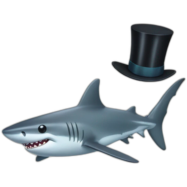 Shark with a top hat emoji