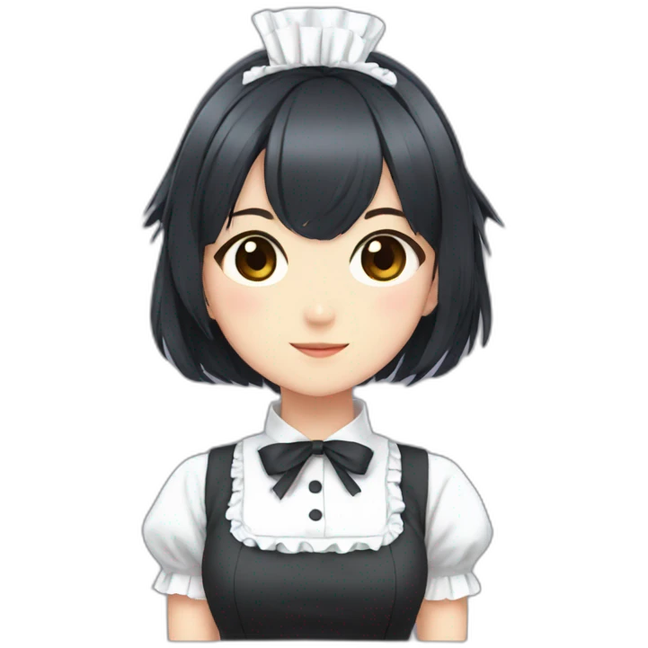 cute anime maid with short dark hair and short skirt emoji
